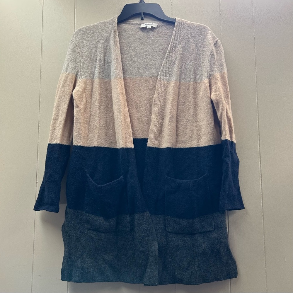 Madewell Kent Striped Cardigan‎ Sweater Coziest Yarn Wool Blend Women’s XS